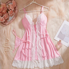 Strap Solid Color Lace Skirt Open Chest Underwear Underwear Set