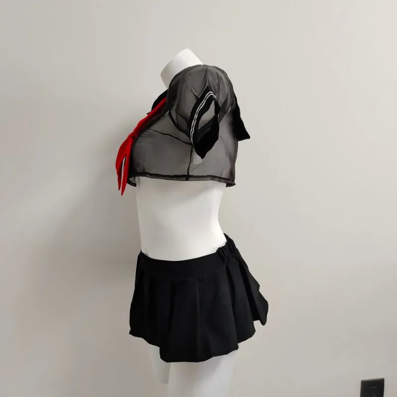 Costume Pleated Mini Skirt Bow Tie Sweet Lingerie