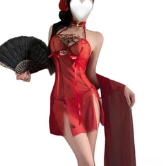 Embroidery Traditional Perspective Temptation Retro Hanfu Mesh Porno Pajamas Exotic Charm NightNew