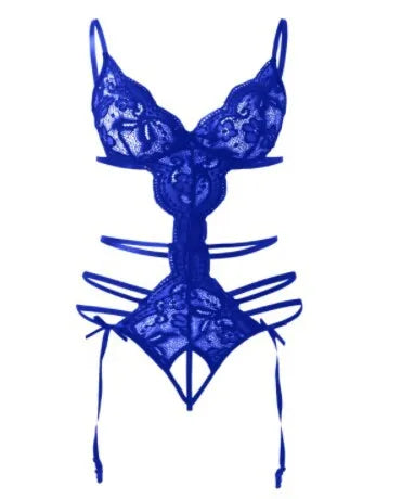 Lace No Crotch Underwear Suspender Bra Lingerie