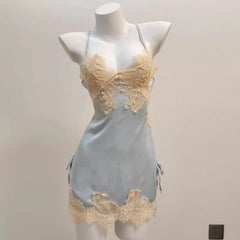 Nightwear Ice Silk Lace Beautiful Back Suspender Pajama