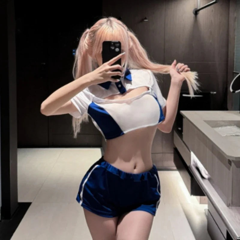 Short Sleeve Hollow Out Top Set