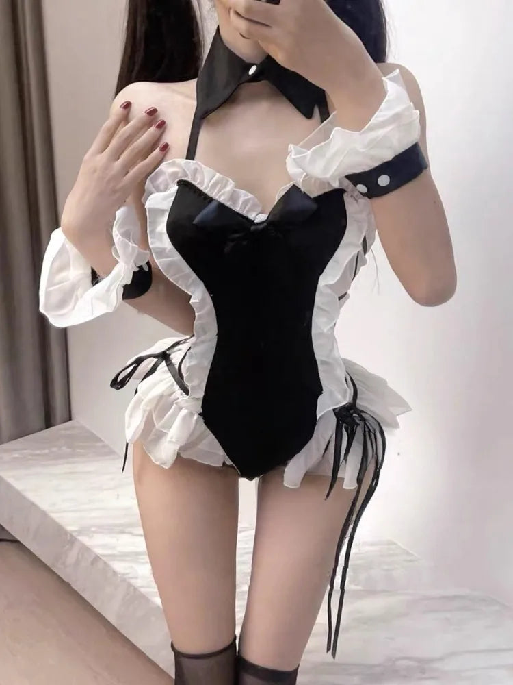 Lace Lingerie Transparent Catsuit Open Crotch Sleepwear