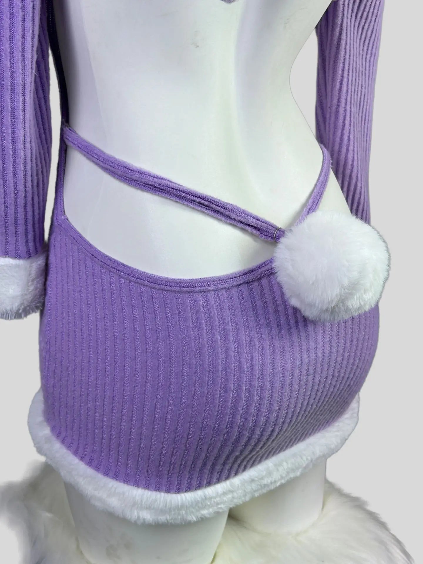 Bunny Cosplay Costume Hollow Out Purple Plush Skirt Outfits Rabbit Role Play Lingerie Christmas Gift