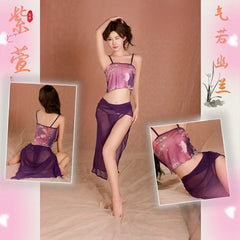See-through Ancient Style Hanfu Traditional Improve Charm Cheongsam Costumes Role-playing Outfit