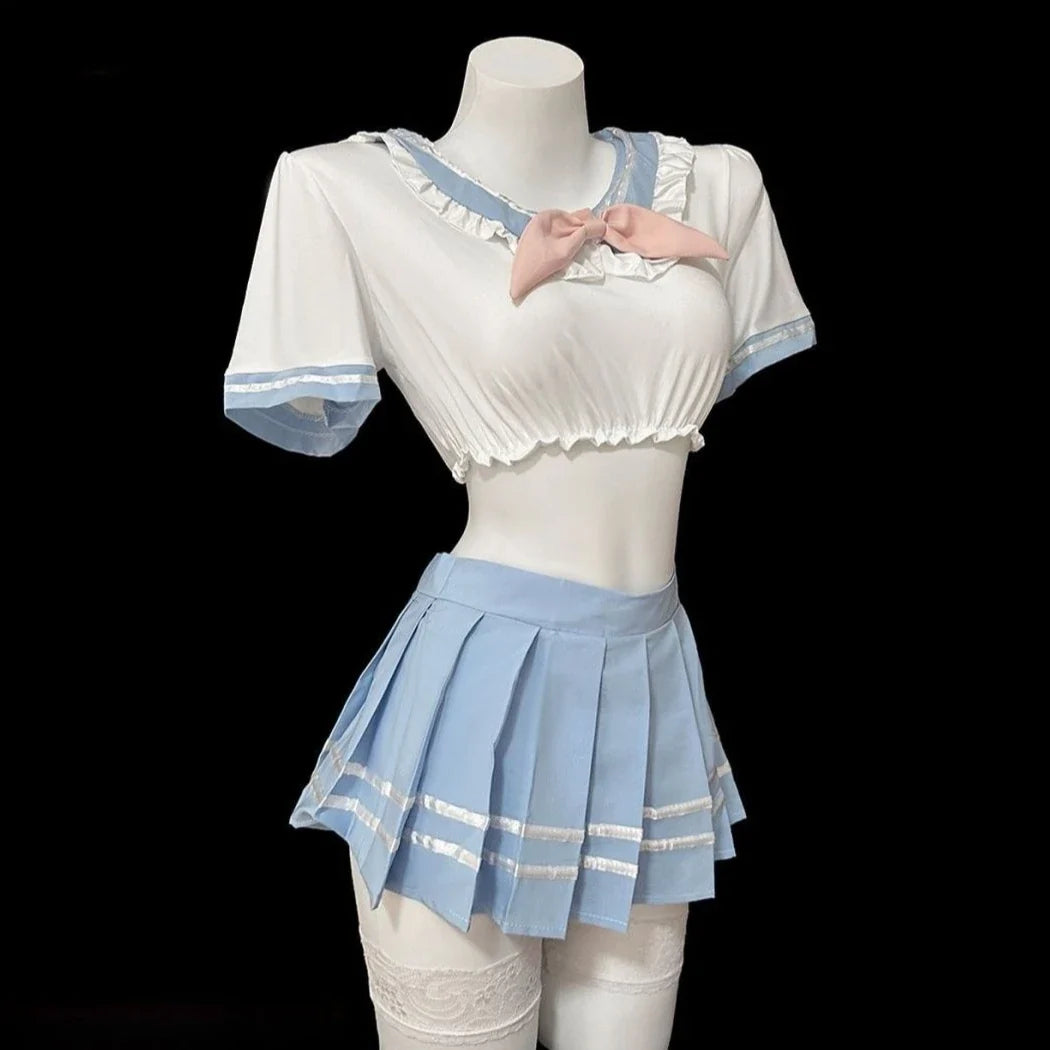 Cute Lingerie Lolita SchoolCosplay Outfit Student Shirt Pleated Skirt Panties Set
