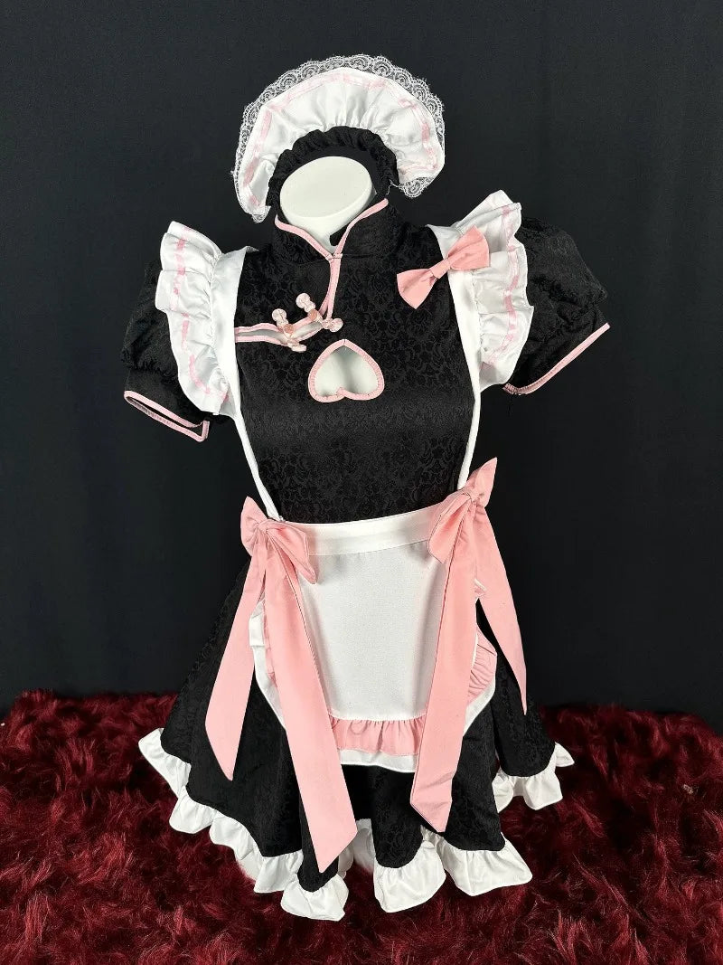 Style Maid Lolita Cosplay Costume Sweetheart Cheongsam Halloween Party Waitress Role Play Animation Show