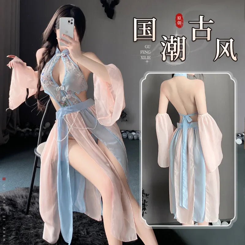 Lingerie Pajamas Skirt Hot Temptation Costumes Pure Desire Perspective Ancient Retro Hanfu Set