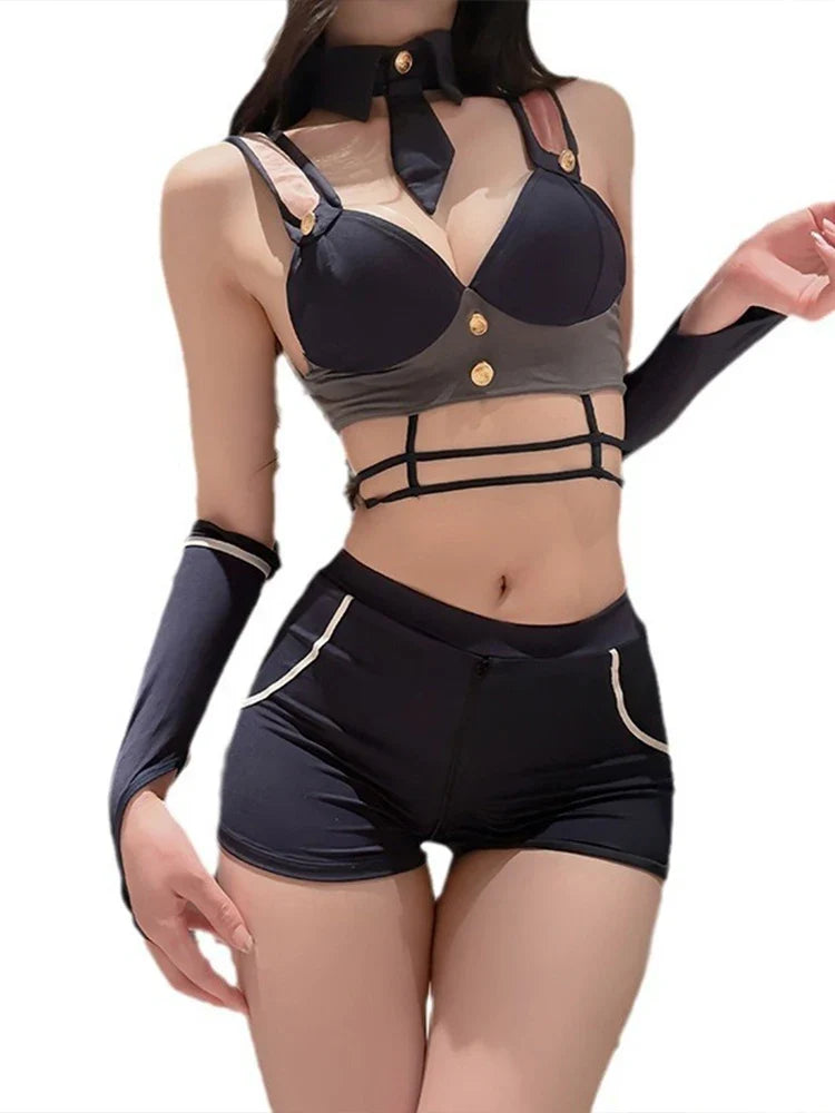 Lolita Amine Maid Cosplay Black Kawaii French Waitress Party Stage Costume Intimate