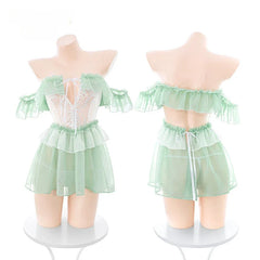 Sweet Hollow Out Skirt Kawaii Lingerie Pure Desire Bandage NightSet Cosplay Princess Charm Costumes