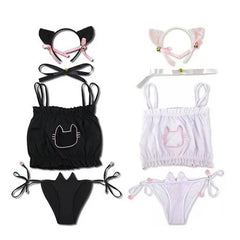 Cute Cat Cosplay Cartoon COS Costumes School Student Bra