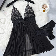 Perspective Pajamas Two-piece Sleepwear Nightgown Underwear Set