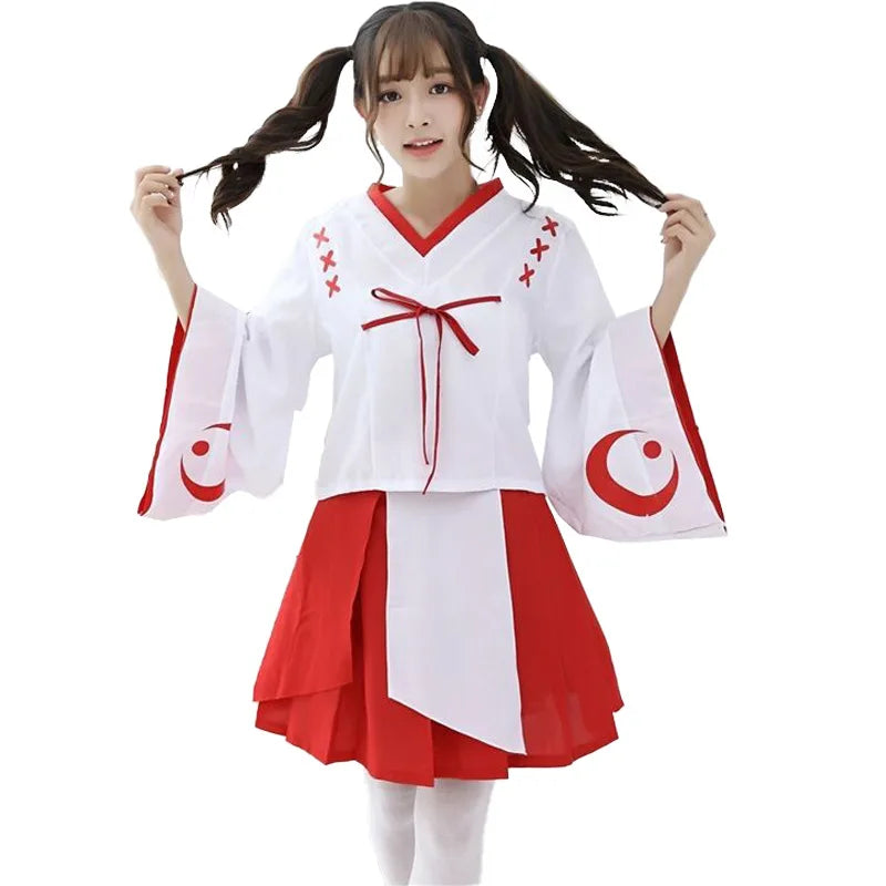 Kimono Cosplay Maid Costumes Sweet Shirt Skirt Adult Club Stage Outfit Bar Party Game Set