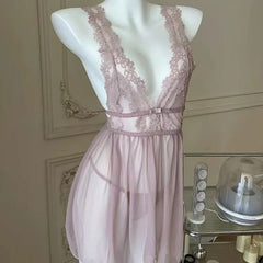 Pajamas Deep V Bra Lingerie Passionate Seduction Evening Gowns Charming Pure Desire Set