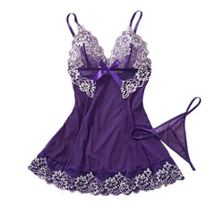 Purple Lace Nightgown Set