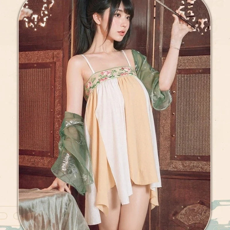 Ancient Style Hanfu Pajamas Hot Perspective Seductive Traditional Improve Embroidery Skirt Exotic Charm Uniform