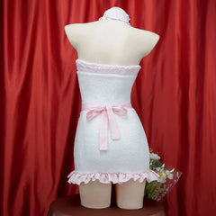 Cosplay Maid Costume Little Bear Lace Cute Apron Nightgown Plush Wrap Hip Skirt Cat Roleplay Set