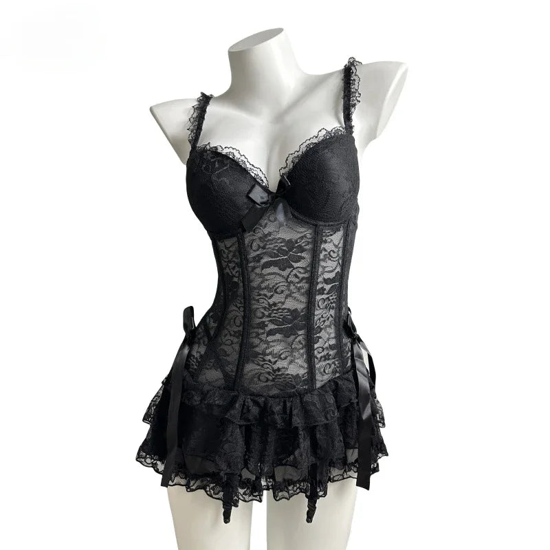 French Brassiere Bras Bustier Corset Lingerie Girdle Waist Cincher Vest Underwear Bralette Panties Set