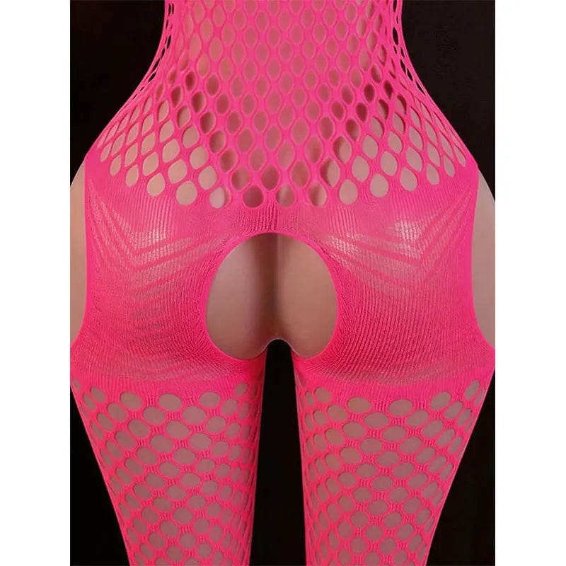 Outfit Fishnet Bra Panty One Piece Crotchless Tights High Stretch Body Stockings Erotic Costume Porn Underwear
