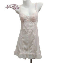 French Lace NightBeauty Back Cross Pajamas Sleepshirts High Quality Suspender Nightgowns Chest Pad