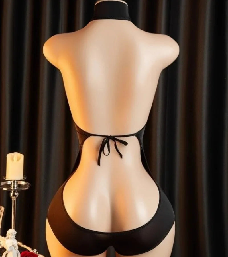 Black Exotic One Piece Bodysuit Lace Hazy Perspective Mesh NightTransparent Hot Lingerie Goddess Body Suit