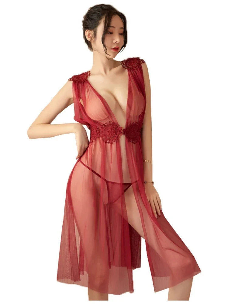 Tube Chemise Long Silk Lace Slip Tie Back Casual