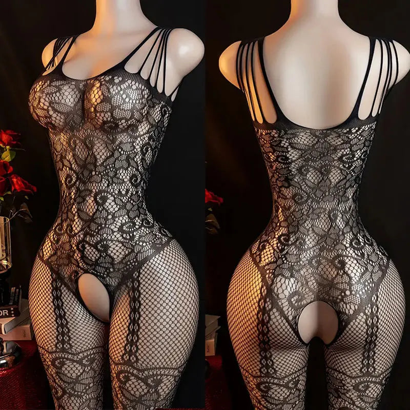 Hot Full Open Bra Bodysuit Intimate Costume Crotchless Lingerie Tights