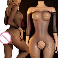 Porn Crotchless Lingerie Hot Tights Fishnet Bra Bodysuit Set