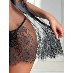 Exotic Nightwear Lace Mesh Perspective Lingerie Nightgowns Pajamas Ackless Female Nighties Babydoll