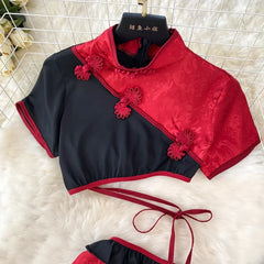 Cheongsam Cosplay Traditional Gothic Punk Sleepwear Lingerie Set