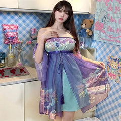 Hanfu Mesh Underwear Lingerie Retro Set