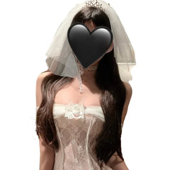 Cosplay Wedding Temptation Elegant Style Bride Role-playing Outfit Pajamas Lace Mesh Hollow Out Bandage Skirt
