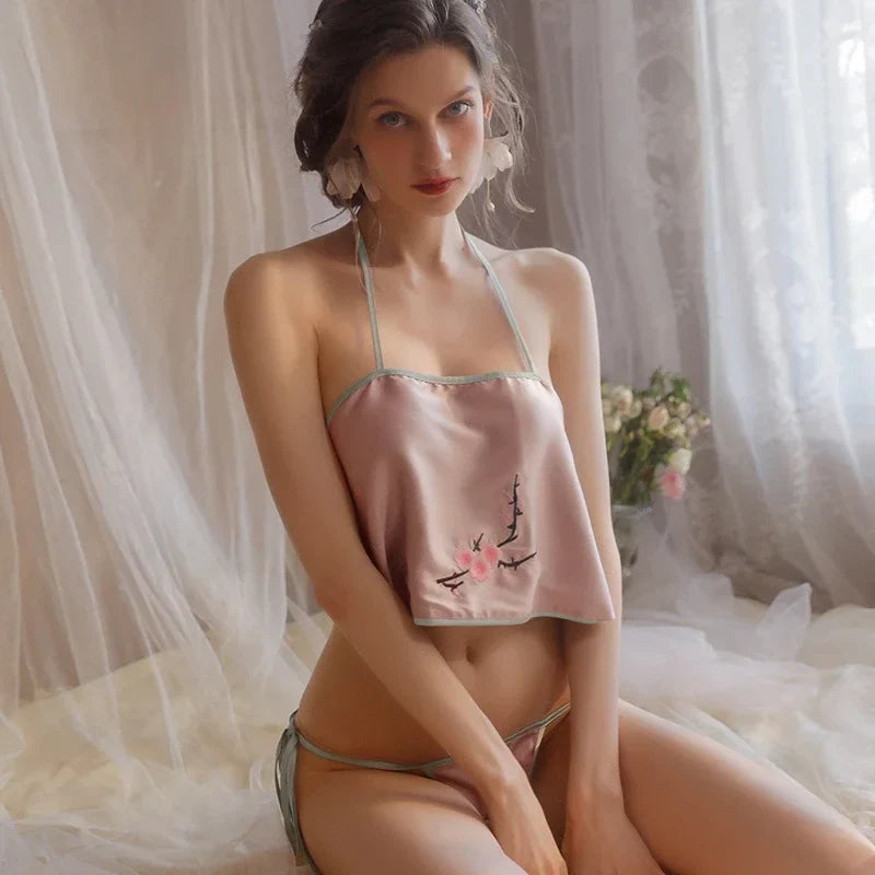 Exotic Costumes Apron Temptation Cosplay Embroidery Bellyband Panties Underwear Sleepwear 5colors