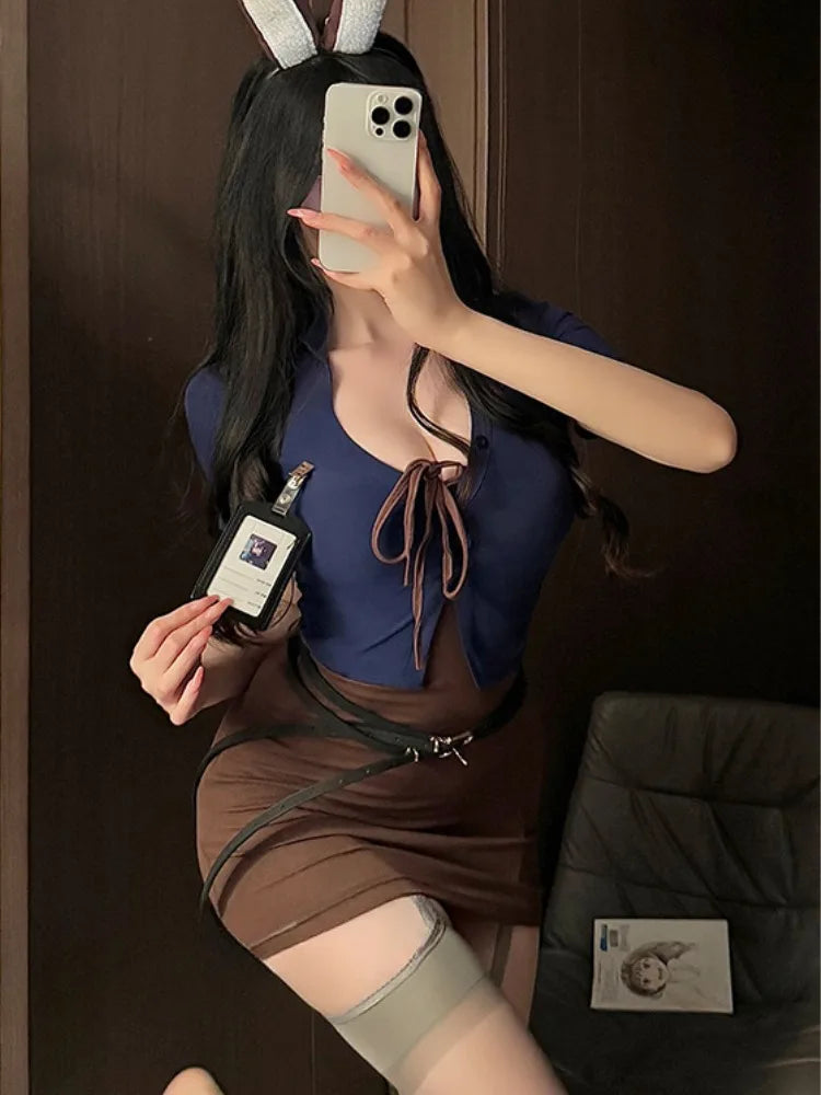 Halloween Game Costume Rabbit Role-Play PU Leather Suit Underwear Bras Domestic Stock Available