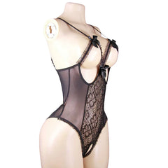 Bodysuit Lace Lingerie Backless V Neck Sheer Catsuit Stockings