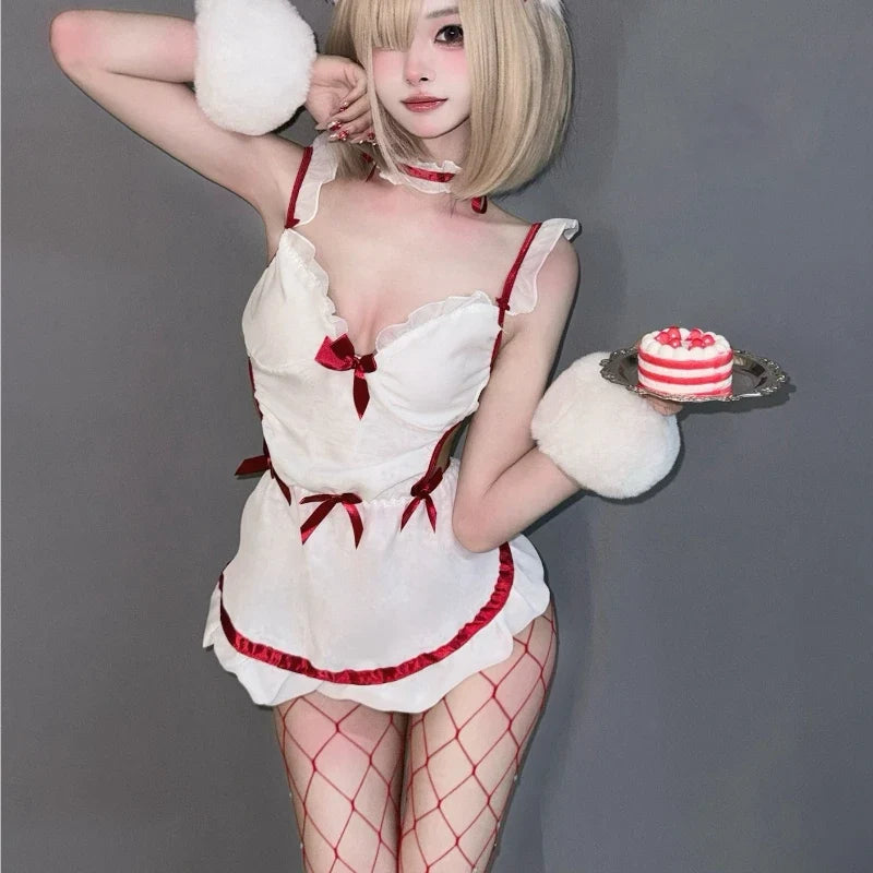Backless Apron Role-playing Maid Erotic Costume Bandage Set