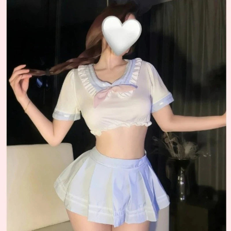 Lingerie SchoolCosplay Costumes Lolita Sailor Collar Top Cute Miniskirt College Style Student Temptation