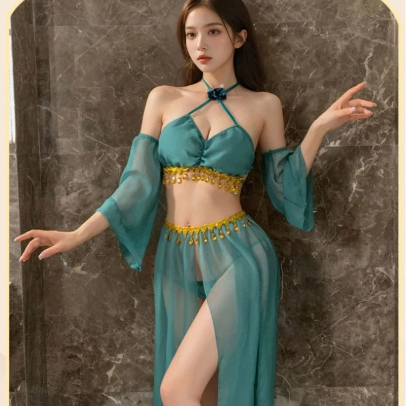 Western Style Erotic Dancer Retro Exotic Charm Costumes Traditional Ancient Dunhuang Flying Hanfu Set