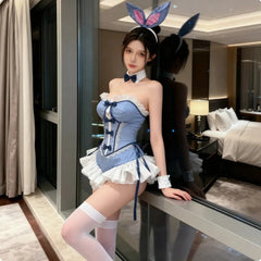 Kawaii Ruffle Bodysuit Skirt Cosplay Rabbit Costumes Cute Jumpsuit Bunny Ears Set