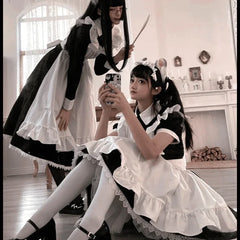 3 Style British Maid Role Play Kawaii Cartoon Apron Maid Outfits Plus Size Cosplay Costumes