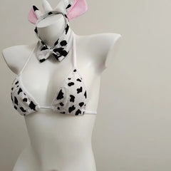 Cow Cosplay Costume Maid Tankini Swimsuit Bikini Set