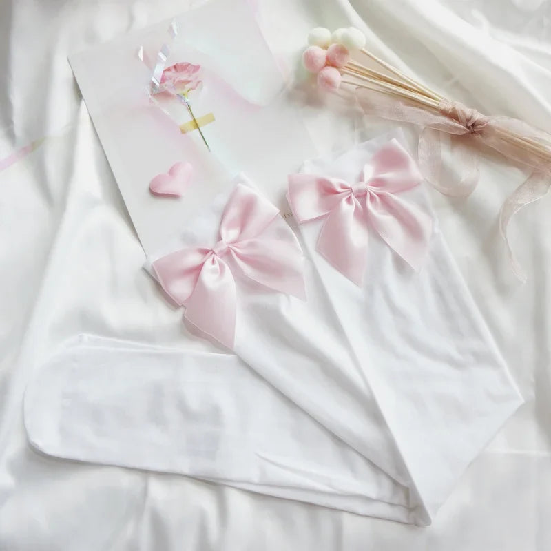 Soft Velvet Pink Bow Handmade Stockings