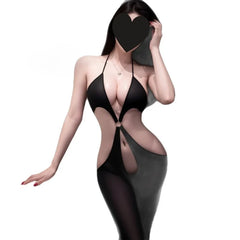 Tight Fitting Hanging Neck Straps Backless Jumpsuit Lingerie