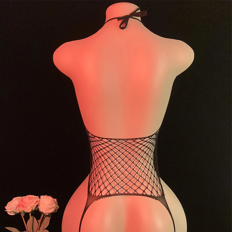 Hot Crotchless Garter See Through Underwear Hollow Mesh Bodysuit Exotic Costumes Fishnet Bodystocking Erotic Lingerie