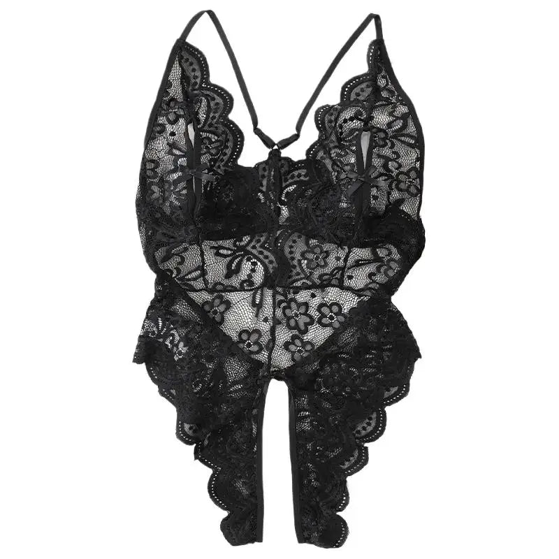 Blue Backless Corset Transparent Underwear Bodysuit