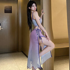 Lingerie Cosplay Costumes See Through Retro Style Hanfu Skirt Temptation Roleplay Dancer Set