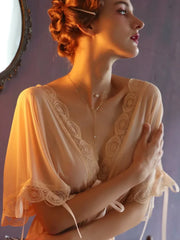 Lingerie Night Perspective Out Lace Sleepwear Nightgown Nightwear Female Temptation Sleeping Set