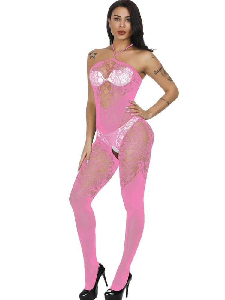 Fishnet Transparent Teddy Bodysuits Erotic Crotchless Lingerie