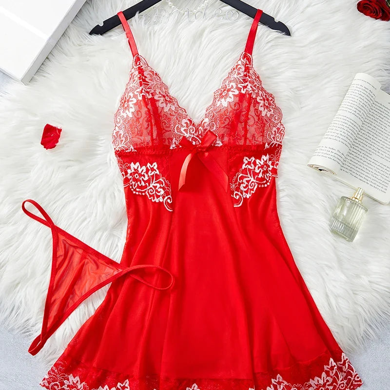 Purple Lace Nightgown Set