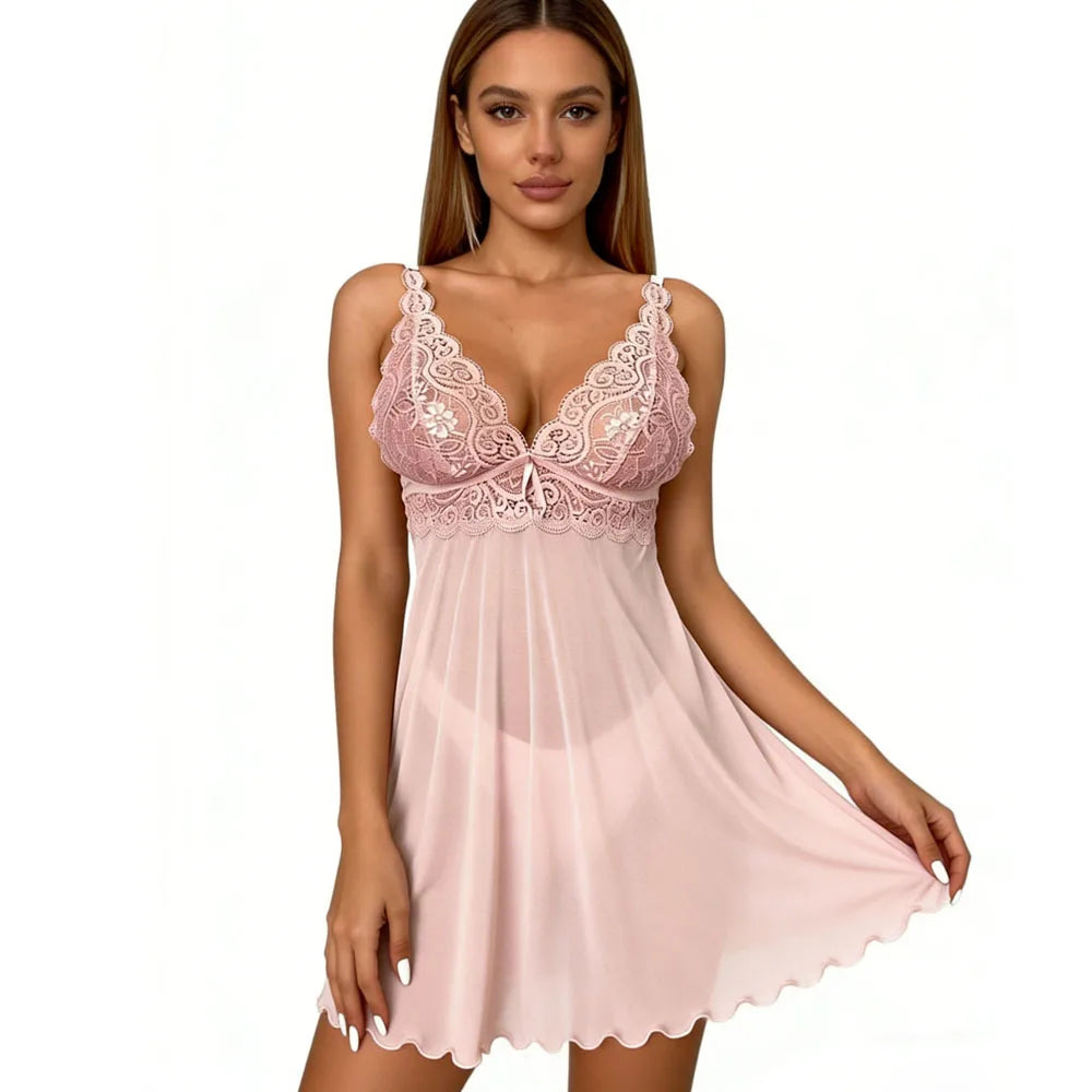 Pink Lace Sheer Lingeries